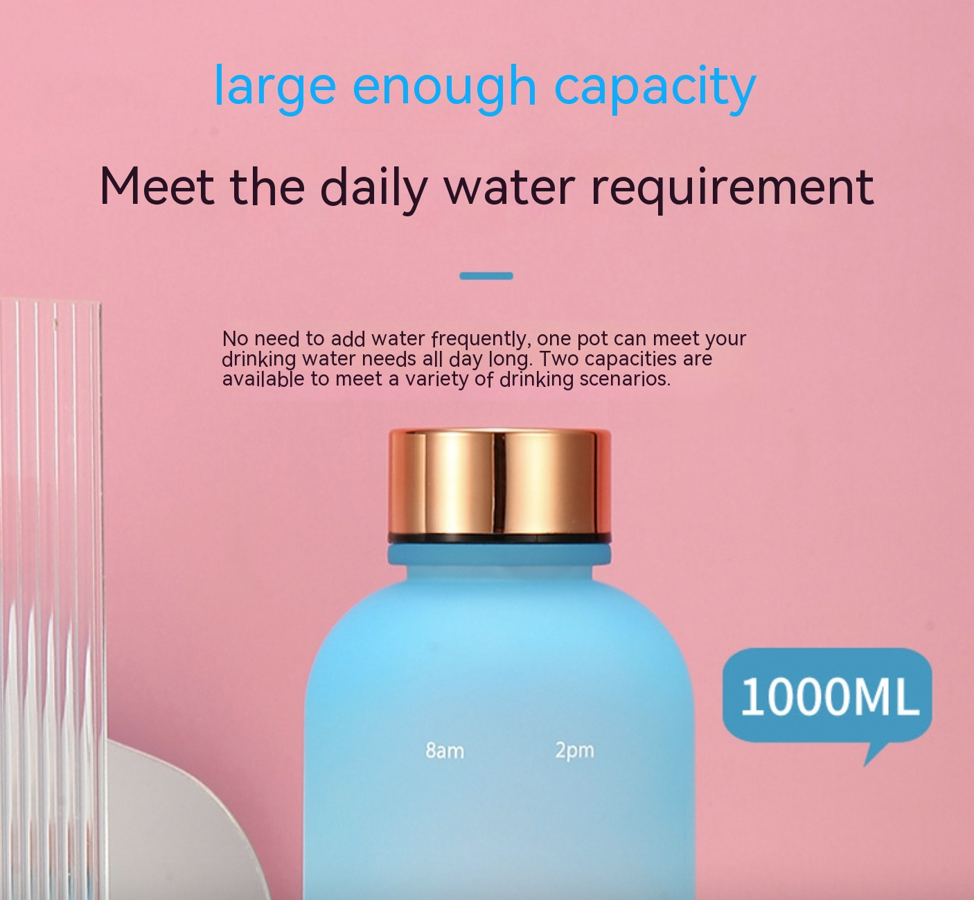 1L Bright Reusable Plastic Water Bottle With Leak Proof Lid